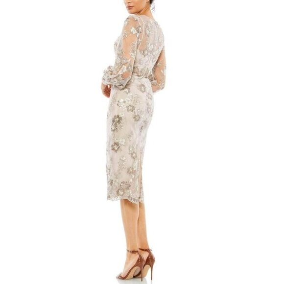New Mac Duggal Women's Size 10 Embroidered Jewel Neck Formal Dress Mocha 70237 - Picture 3 of 16